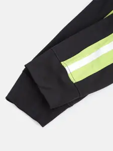 HRX By Hrithik Roshan U-17 Lifestyle Boys Jet Black Rapid-Dry Colourblock Joggers