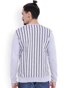 Campus Sutra Grey Striped Sweatshirt