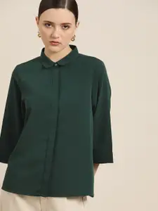 her by invictus Women Green Opaque Casual Shirt