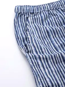 MBeautiful Women Navy Blue & White Organic Cotton Printed Night suit