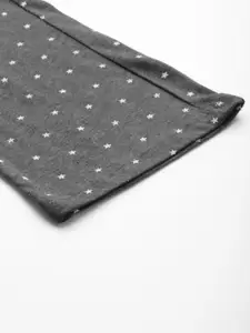 MBeautiful Women Charcoal Grey & White Printed Cotton Lounge Pants