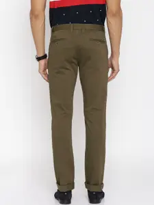 U.S. Polo Assn. Men Olive Green Solid Slim Fit Chinos