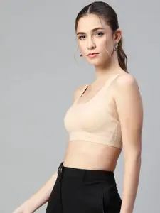 Marks & Spencer Nude-Coloured Solid Workout Bra