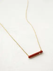MANGO Women Gold-Toned & Red Healing Red Jasper Necklace