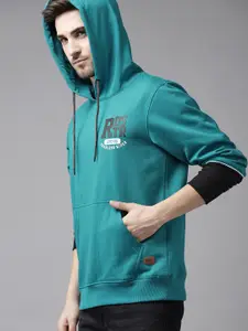 Roadster Men Teal Blue Hooded Sweatshirt