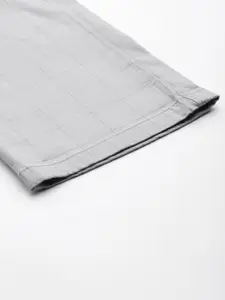Blackberrys Men Grey Checked B-95 Slim Fit Smart Casual Trousers