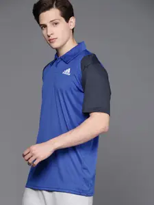 ADIDAS Men Blue Solid Tennis Club Polo T-shirt