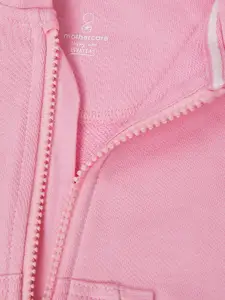 mothercare Girls Pink Hooded Pure Cotton Sweatshirt