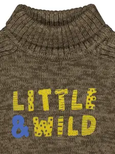 mothercare Infant Boys Khaki & Yellow Typography Printed Pure Cotton Sweatshirt
