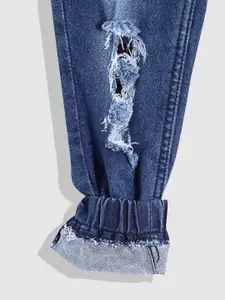 YK Marvel Boys Blue Faded & Ripped Joggers