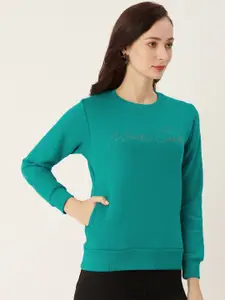 Monte Carlo Women Green Embroidered Sweatshirt