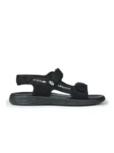Liberty Men Black PU Comfort Sandals