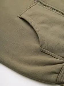 Campus Sutra Men Olive Green Hooded Sweatshirt