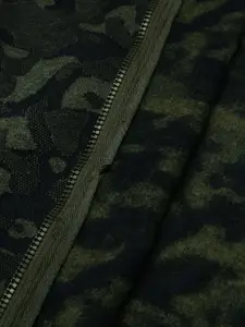 Campus Sutra Men Olive & Green Windcheater Biker Jacket