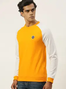 PETER ENGLAND UNIVERSITY Men Yellow Self-design Applique Sweatshirt
