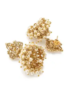 aadita Gold-Toned Contemporary Jhumkas Earrings