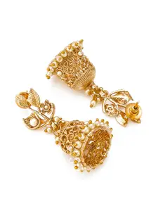 aadita Gold-Toned Contemporary Jhumkas Earrings