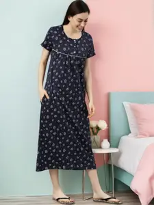 Kryptic Women Printed Pure Cotton Nightdress