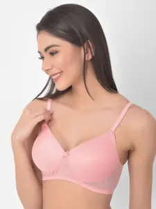Clovia Pink T-shirt Bra-Full Coverage Lightly Padded BR1480P2232E