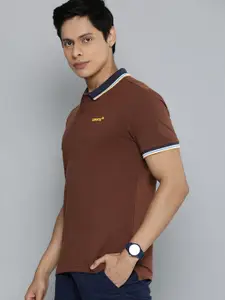 Levis Men Brown Polo Collar Pure Cotton T-shirt