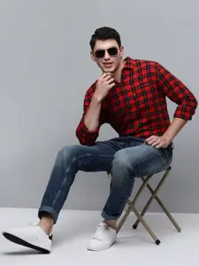 Levis Men Red & Black Checked Slim Fit  Pure Cotton Casual Shirt