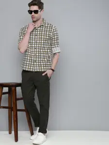 Levis Men Yellow And White Tartan Checked Slim Fit Pure Cotton Casual Shirt