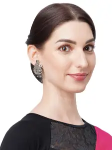 Binnis Wardrobe Women Silver-Toned German Silver Peacock Shaped  Earrings