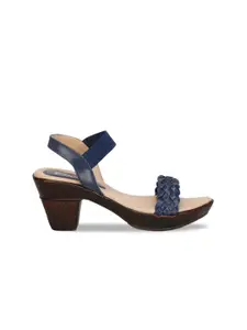 Denill Blue Block Sandals with Buckles