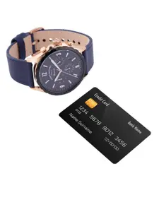 Fossil Forrester Men Navy Blue Dial Leather Strap Analogue Chronograph Watch FS5814