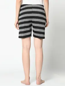 MACK JONNEY Women Black & Navy Blue Set of 2 Cotton Lounge Shorts