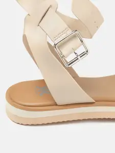 Kook N Keech Women Beige Solid Mid-Top Open Toe Flats