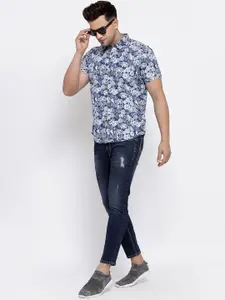 Pepe Jeans Men Blue Floral Printed Casual Shirt
