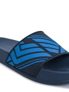 Red Tape Men Navy Blue Printed Rubber Sliders