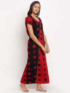 Secret Wish Red Printed Maxi Nightdress