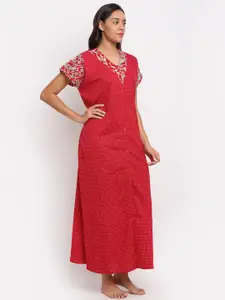 Secret Wish Red Printed Maxi Nightdress