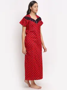 Secret Wish Red Printed Maxi Nightdress