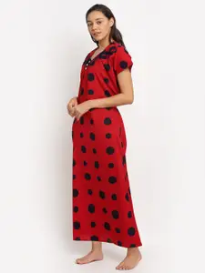 Secret Wish Red Printed Maxi Nightdress