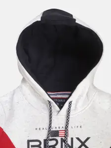 Monte Carlo Boys White & Navy Blue Colourblocked Hooded Sweatshirt