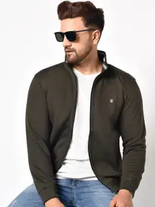 Octave Men Olive Green Solid Mock Collar Sweatshirt