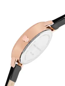 French Connection Women Black Dial & Black Leather Straps Analogue Watch FC21-26B