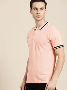 Moda Rapido Men Pink Cotton Polo Collar T-shirt