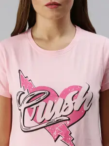 Kryptic Women Pack Of 2 Typography Printed Pure Cotton Lounge T-Shirts