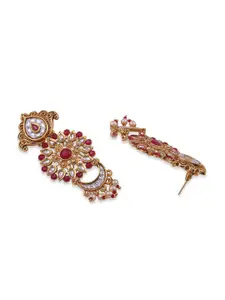 Binnis Wardrobe Gold-Toned & Red Contemporary Drop Earrings