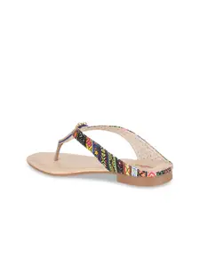 Shezone Women Blue Printed T-Strap Flats