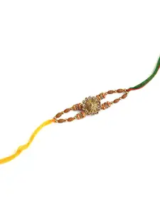 WildHorn Tan-Coloured Leather Wallet and Blue Keychain with Rakhi Combo Gift Set