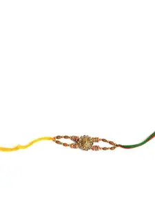 WildHorn Black Leather Wallet and Blue Keychain with Rakhi Combo Gift Set