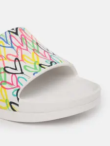 Skechers Women White CALI CHARM - TRUST LOVE Printed Sliders