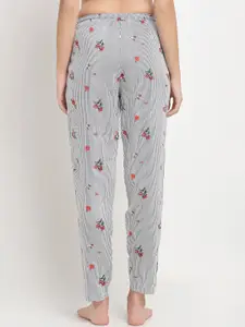 Boston Club Women White & Black Printed Lounge Pants