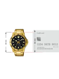CASIO Men Black Dial & Gold-Plated Bracelet Style Straps Analogue Watch