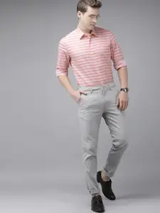 Arrow New York Men Pink Slim Fit Horizontal Stripes Opaque Striped Casual Shirt